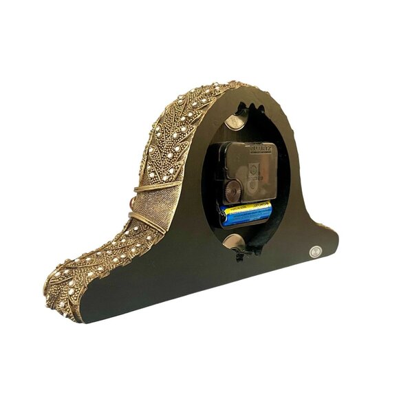 Vintage Mantle Clock with Enameled Metal and Embedded Beads & Roman Numerals. - Picture 7 of 9